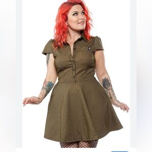 Sourpuss schoolgirl Classic Brown Checkered Dress Sz 3XL pockets